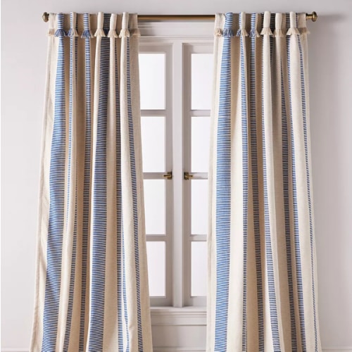 Pieced Stripe Cotton Blend Woven Blackout Curtain | Anthropologie
