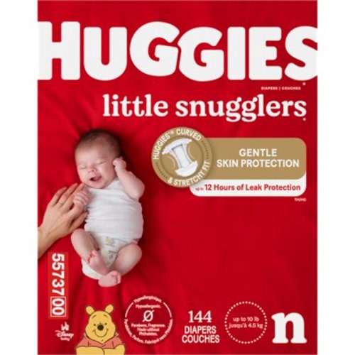 Huggies Little Snugglers Baby Diapers, Size Newborn (up to 10 lbs), 144 Ct