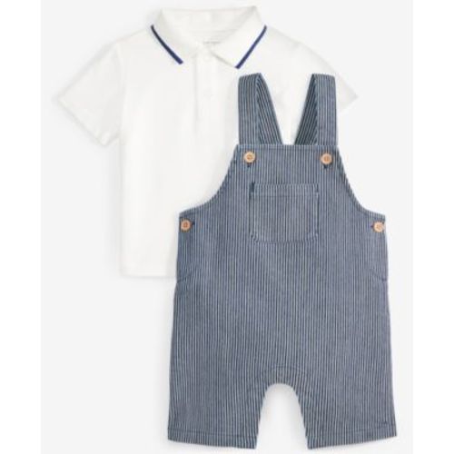 Baby Boys Polo Shirt & Striped Shortall, 2 Piece Set, Exclusively at Macy's