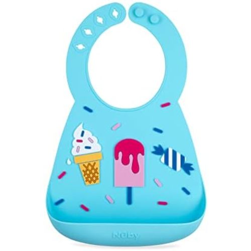 Nuby On The Go Silicone 3D Bib with Scoop to Catch Mess