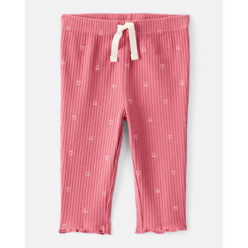 Baby Girl Heart Print Cotton Pull-On Pants - Pink - Carter's | Carter's