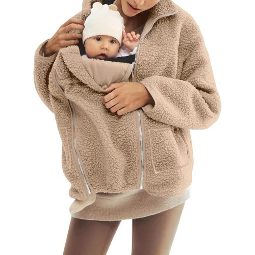 Maternity Coat Fall Winter Mom Cozy Carrier Fleece Sherpa jacket Warm Zip Up Coats Clothing