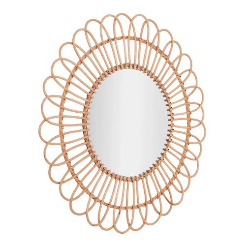 Boho Woven Natural Rattan Sunburst Decorative Accent Wall Mirror - 25"