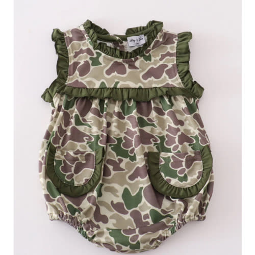 Camouflage print ruffle bubble – HoneyBean