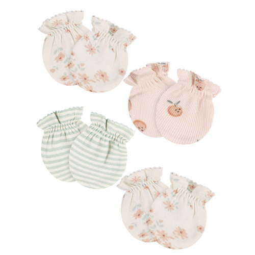 Gerber Baby Boy or Girl Unisex Mittens, 4-Pack, Sizes 0-3 Months