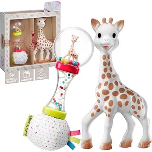 Sophie la girafe | Ready to Give Birth Box | Includes Sophie la girafe & Soft Maracas Rattle | Comfort & Soothe | Awaken All 5 Senses