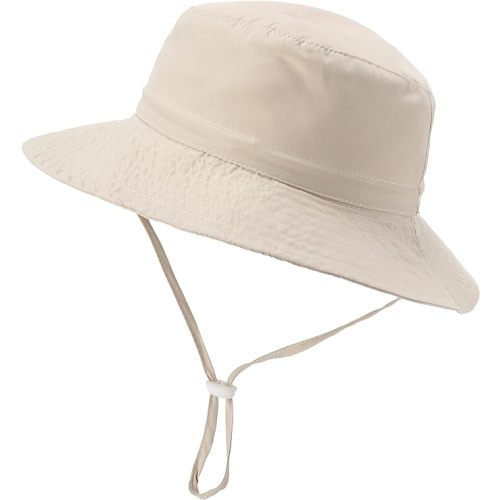 Baby Sun Hat UPF 50+ Sun Protective Toddler Bucket Hat Summer Kids Beach Hats Wide Brim Outdoor Play Hat for Boys Girls - 0-6 Months - B-beige