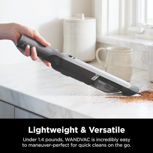 Shark WV201 WANDVAC Handheld Vacuum, Lightweight at 1.4 Pounds with Powerful Suction, Charging Dock, Single Touch Empty and Detachable Dust Cup,Graphite, Slate