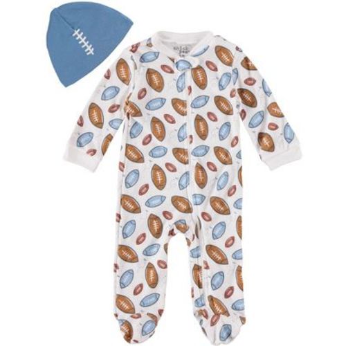 Chick Pea Baby Boy Clothes Footed Pajama Set For Sleep And Play 2 Pack Football Sports Star 0-3m