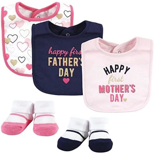 Hudson Baby Unisex BabyCotton Bib and Sock Set