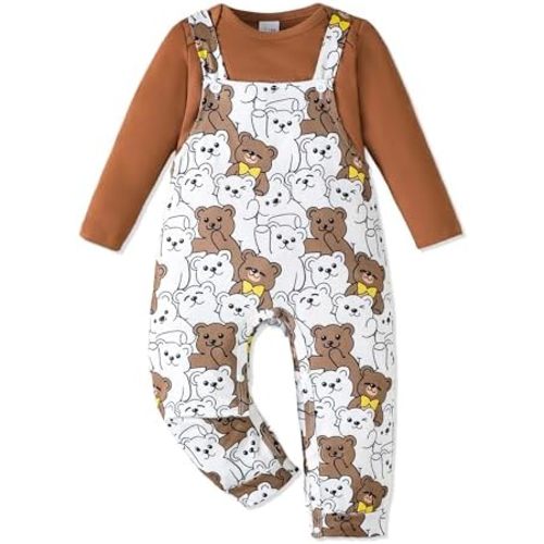 NZRVAWS Newborn Baby Boy Clothes Outfits Infant Stripe Animal Romper Cute Denim Jeans Jumpsuit Overalls 0-18 Months