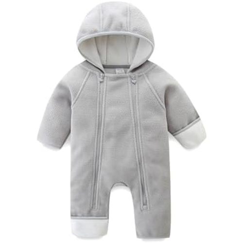 Newborn Baby Fleece Jumpsuit Girls Boys Winter Hooded Coverall Romper Cute Baby Snowsuit Clothes