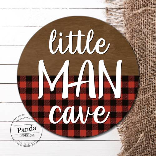 Buffalo Plaid Boys room Decor, Little man cave, Nursery Decor, Round Nursery Decor, Nursery Sign, Deer Nursery