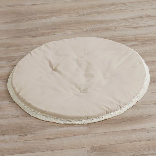 Sweet Jojo Designs Boy Girl Gender Neutral Unisex Baby Tummy Time Playmat Boho Fringe Taupe Linen Collection