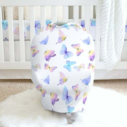 Honey Lemonade Butterfly Infant Car Seat Nursing Cover | Infant Car Seat Baby Cover - Butterfly Nursing Cover - Multicolor Car Seat Cover for Boys and Girls