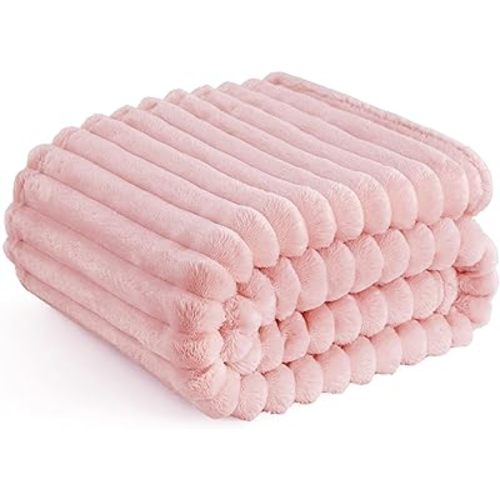 Bedsure GentleSoft Coral Pink Fleece Throw Blanket for Couch - Super Soft Cozy Blankets for Women, Cute Small Blanket for Girls, 50x60 Inches