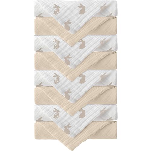 Muslin Baby Washcloths for Newborns, Pack of 8, 11"x11", Super Soft Cotton, Absorbent and Gentle, Baby Cotton Wipes, Baby wash Cloths