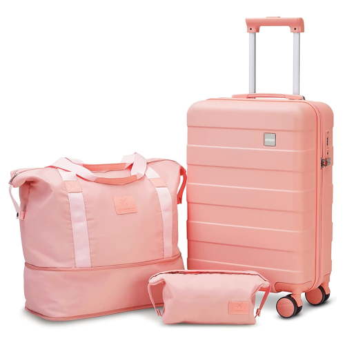 Joyway Carry on Luggage 20 in Carry-on Suitcase with Spinner Wheels Hardside 3PCS Set with TSA Lock-Pink