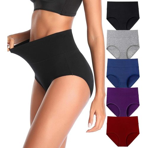Women's High Waist Cotton Underwear Stretch Briefs Soft Comfy Ladies Panties MultiPack