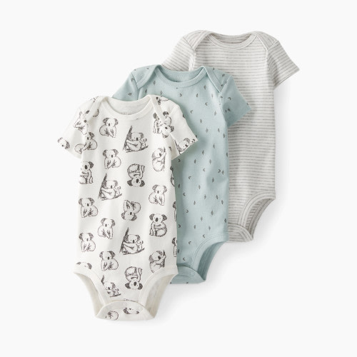 Carter's Little Planet Organic Cotton Rib Bodysuits (3 Pack) - Koala, Nb