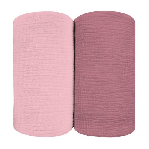 Muslin Swaddle Blankets for Baby Girls, Pink Receiving Blankets for Baby, Large Size 47 x 47 Inches, Soft Breathable Cotton for Unisex Newborn 2 Packs, Pink + Rosy