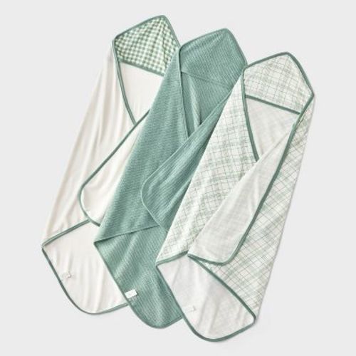Baby 3pk hooded Bath Towel - Cloud Island™ Green