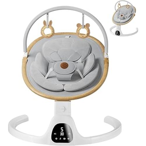 Baby Swings for Infants, Fasonbaby Bluetooth Infant Swing with Music Speaker with 3 Seat Positions, 5 Speeds and Remote Control - Portable Baby Swing for Indoor and Outdoor (White)