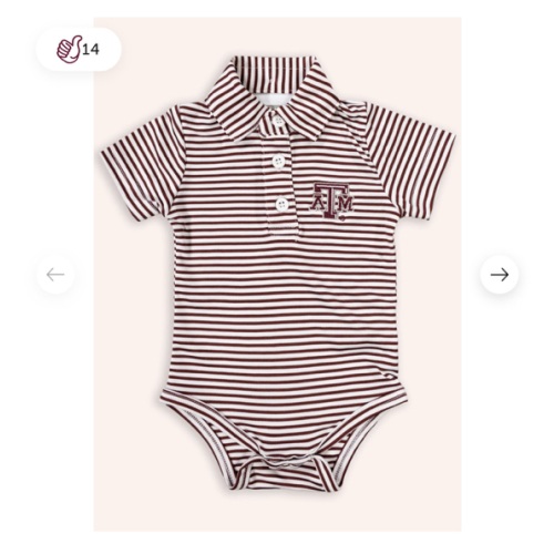 Texas A&M Infant Striped Bodysuit Polo