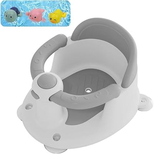 Baby Bath Seat for Babies 6 Months & Up, Bath Seats for Babies Sitting Up, 3 Baby Bath Toys, Open Design Bathtub Seat for Baby, Non-Slip, Compact Toddler Bath Seat.