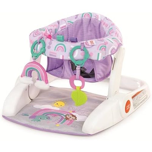 Bright Starts Learn-to-Sit 2-Position Baby Floor Seat with Toys, Unisex, 4-12 Months, Purple Paradise