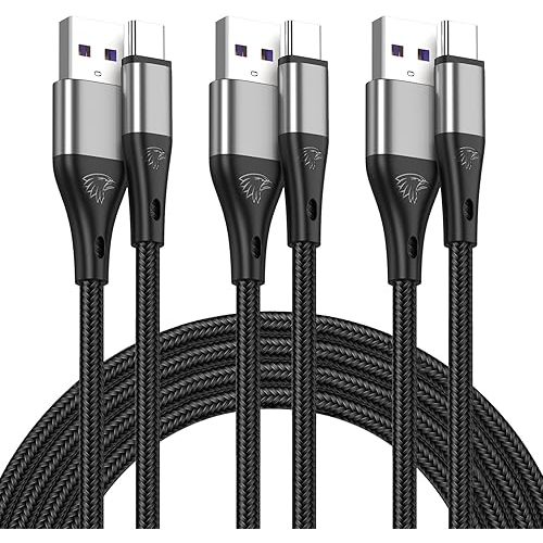 Extra Long 16FT USB Type C Cable Fast Charging,3pack Premium Nylon Braided 3A Rapid Charger Cord,Type C to A Cable Compatible for Samsung Galaxy S21 S20 S10 S9 S8 Plus,Note 20 10 9 8, LG V50 V40 G8