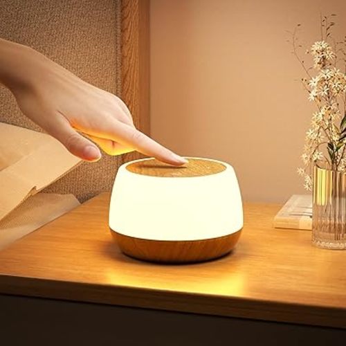 Kids Night Light Touch, Rechargeable Bedside Lamp Stepless Dimmable, 3 Modes & 9 Colors Changing, Portable Touch Table Lamp with Timing & Memory, Soft Eye Caring Night Lamp for Adults