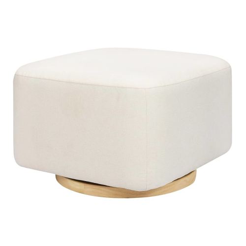 Babyletto Kiwi Gliding Ottoman in Performance Cream Eco-Weave with Light Wood Base, Water Repellent & Stain Resistant, Greenguard Gold and CertiPUR-US Certified
