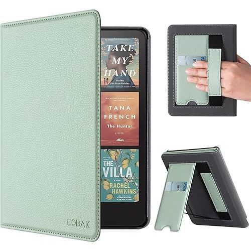 CoBak Stand Case for 7" Kindle Paperwhite 12th Gen 2024 and Kindle Colorsoft with Hand Strap - Compatible with iPhone MagSafe, for Samsung/Belkin/Anker Wireless Charging Pads, Durable, Auto Sleep Wake