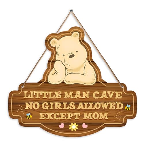 Winnie Baby Stuff-the Pooh Decoration-Pooh Nursery Decor-Little Men Room Deor-Boy's Bedroom Decor-Winnie Wall Decor,Girl Cave Sign-Decoration Hanging for Kids Room & Door