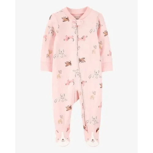 Baby Dog Print 2-Way Zip Cotton Sleep & Play Pajamas - Pink - Carter's | Carter's