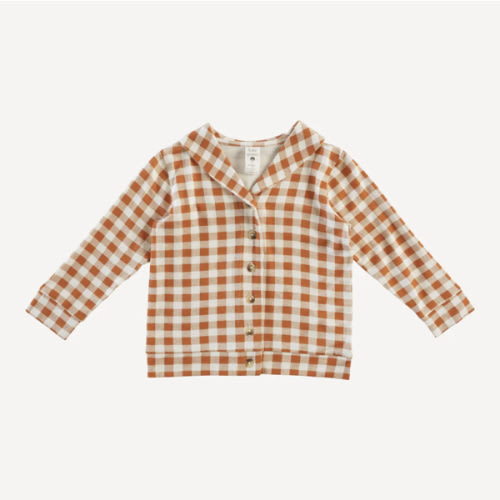 shawl collar cardigan | toffee gingham | bamboo