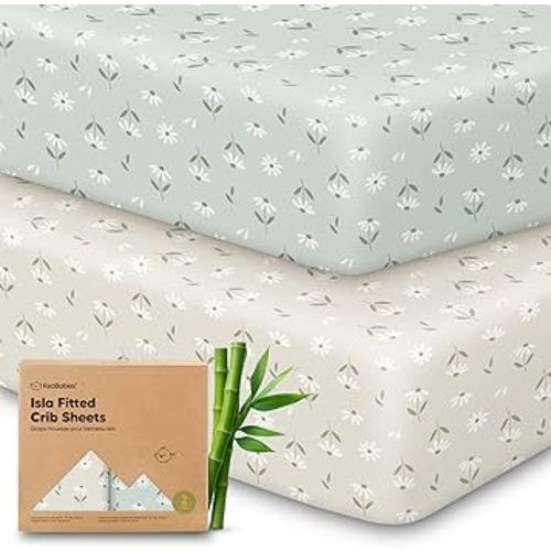 KeaBabies 2-Pack Baby Crib Sheets for Boys, Girls - 52x28 Viscose Derived from Bamboo Toddler Bed Sheets Neutral, Fitted Crib Mattress Cover for Standard Baby Bedding, Soft & Cozy (Daisies)