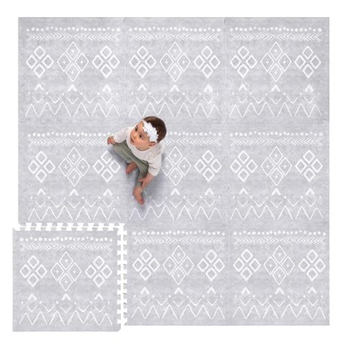Lillefolk Baby Foam Play Mat - Baby Playmat | Tiles for Kids Interlocking Mat - Foam Baby Mat for Babies & Toddlers - Non Toxic Play Mat for Baby Tummy Time Mat 6x6ft Gray - Large size 6x6 ft (9 tiles) - Grey