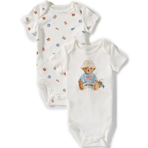 Ralph Lauren Baby Girls Polo Bear Cotton Printed Bodysuit 2-Pack