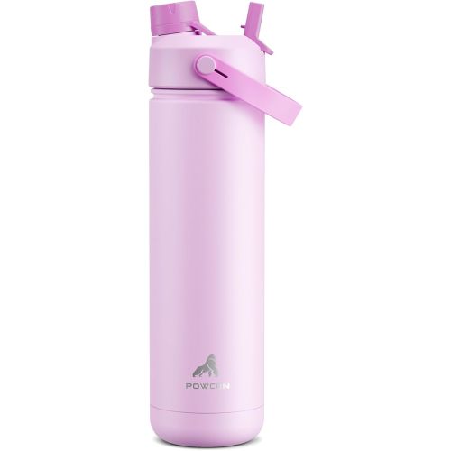 26 oz Insulated Water Bottle with 2-in-1 Straw and Spout Lid, Keep Cold 24H, Leak-Proof, Fits in Car Cup Holder, Stainless Steel Water Bottle for Sports, Travel, and School (Misty Lilac)