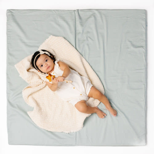 Toki Mats Standard Padded Play Mat - Sage Green/Ocean Blue, Non-Organic Insert