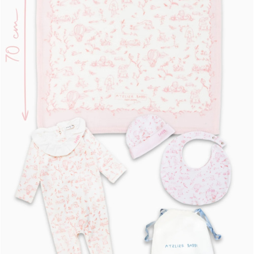 4-Piece Newborn Set - Toile De Jouy / Pink