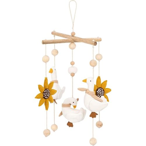 Crane Baby Goose Nursery Ceiling Hanging, Charlie Farmhouse Baby Mobile for Crib, Handmade Mobile with Geese and Sunflowers, Gender Neutral Nursery Decor, Baby Crib Accessories