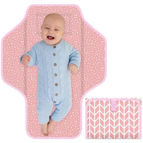 Portable Diaper Changing Pad for Baby & Toddler Waterproof Foldable Baby Changing Mat Built-in Pillow, Travel Infant Changing Pads for Moms Baby Changer Machine Washable
