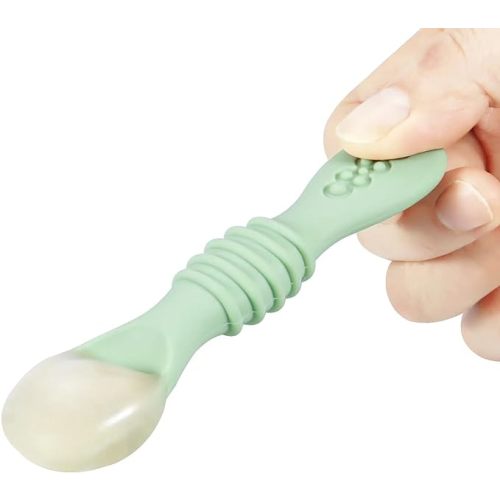 PandaEar 7 Pack Baby Led Weaning Spoons| Silicone Baby Spoons Self Feeding Utensils, Toddler Infant Feeding Spoon First Stage