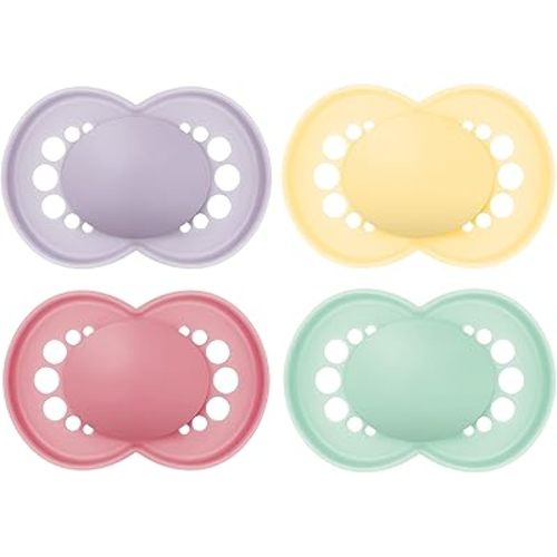 MAM Original Matte Baby Pacifiers, Binky for 6-16 Months, BPA-Free Silicone Nipple, Easy to Clean, Best for Breastfed Babies, Developed with Medical Experts, 4 Count Binkies