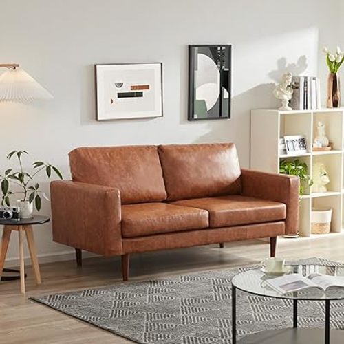 65" Brown Mid Century Modern Sofa