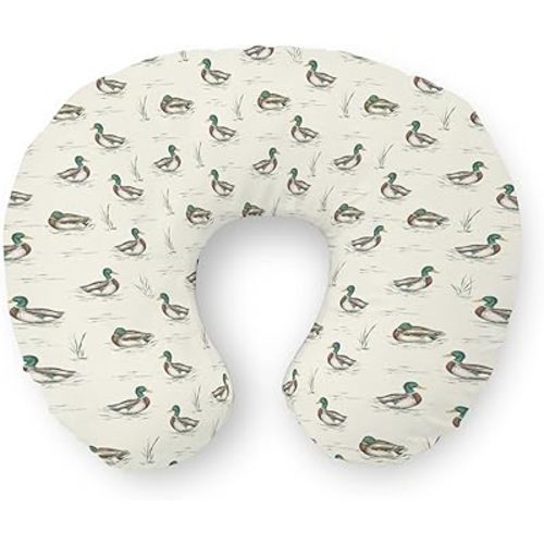 Hunting Ducks Nursing Pillow Covers Vintage Mallard Duck Leaves Pond Soft Stretchy Nursing Pillowcase for Breastfeeding Pillows Hunting Duck Season Pillow Slipcover for Baby Girls Boys Newborn