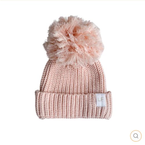 Knitted Pom Beanie | Baby Peach